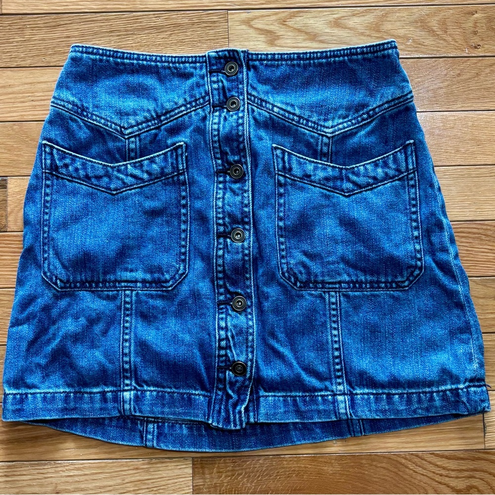 Free People Come a little closer Blue Denim Mini Skirt size 0